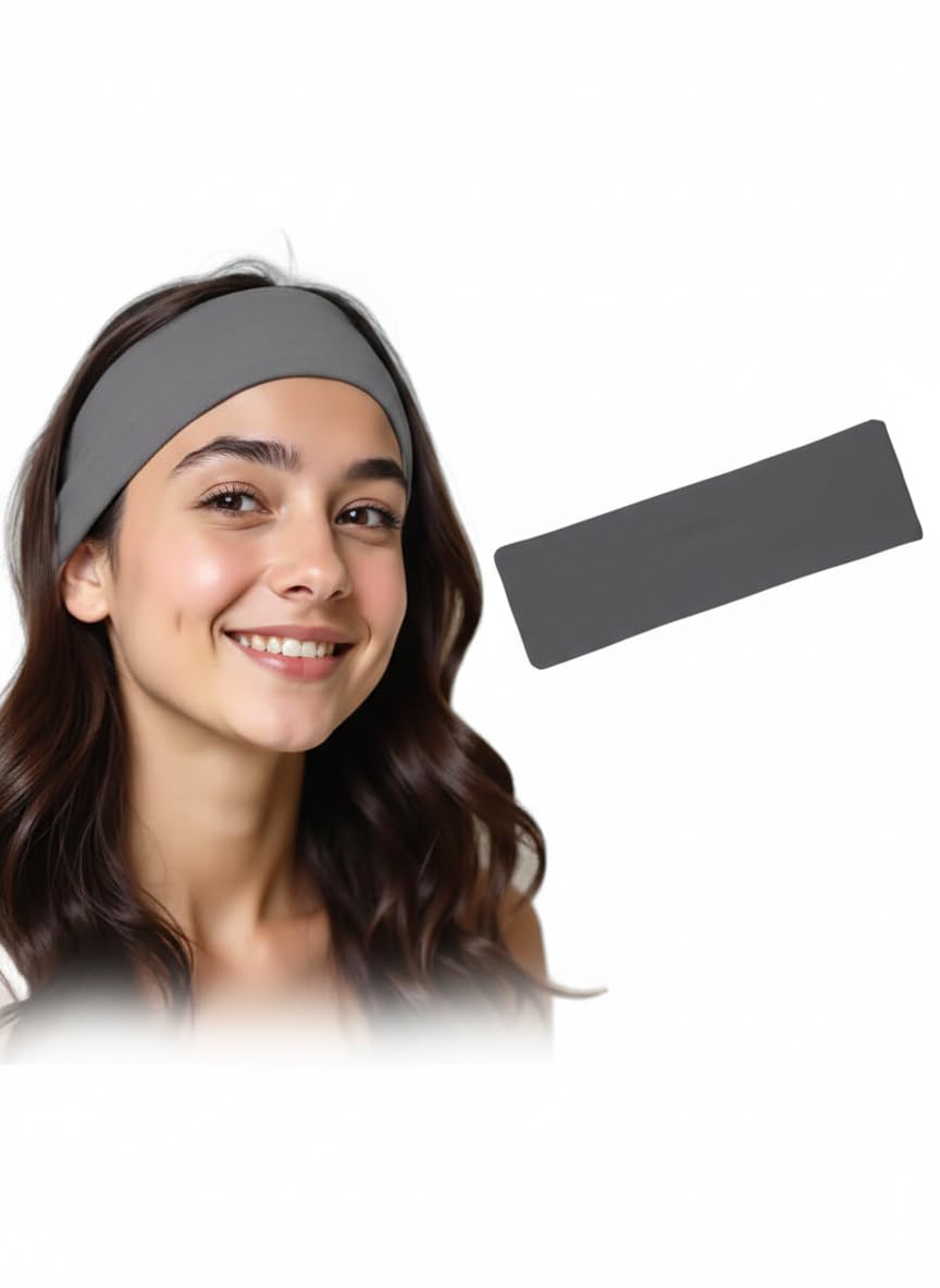 Headbands Plain Stretchy, Elastic Hair Bands for Women's, Headbands Non Slip, Soft Cotton Cloth Fabric Ideal for daily use. (Dark Gray)
