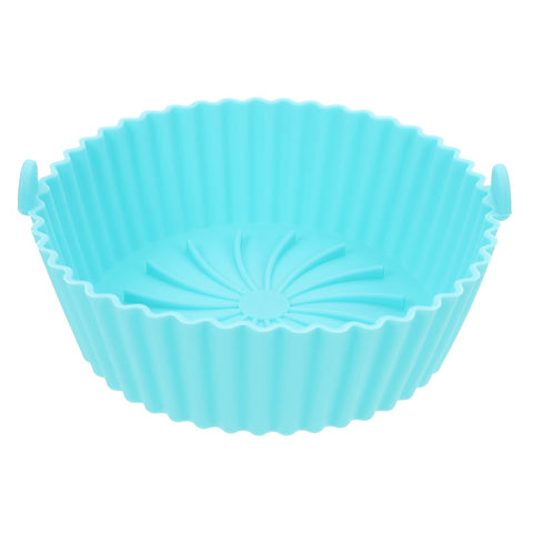 Luxshiny Air Fryer Silicone Pot Round Reusable Grill Basket Plate Replacement Liner 6.3 Inch Air Fryers Replacement Oven Accessories Blue