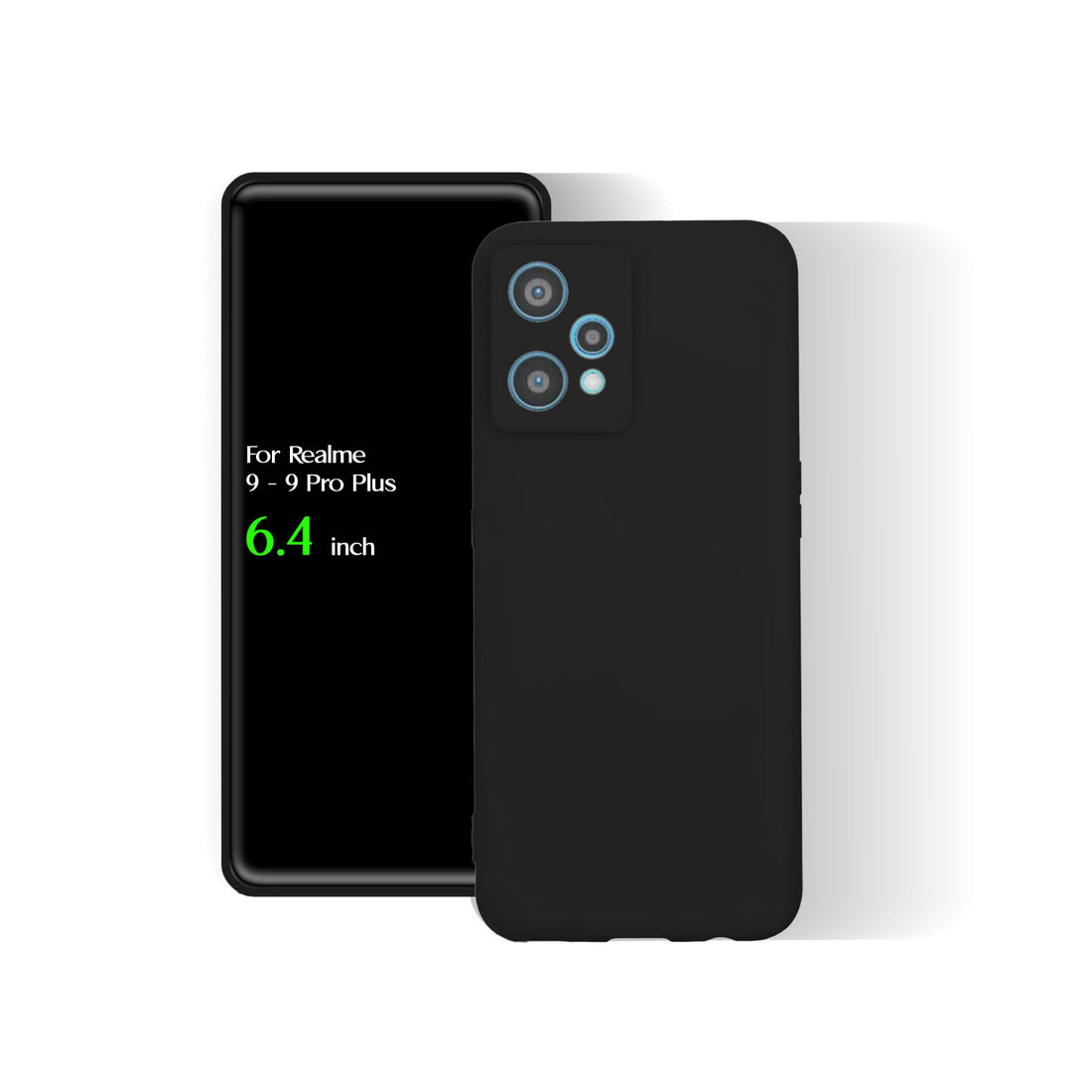 For Realme 9/9 Pro Plus Silicone Back Color Cover,Camera Protection From Shocks From TPU Compatible For Realme 9/9 Pro Plus (6.4") (Black)