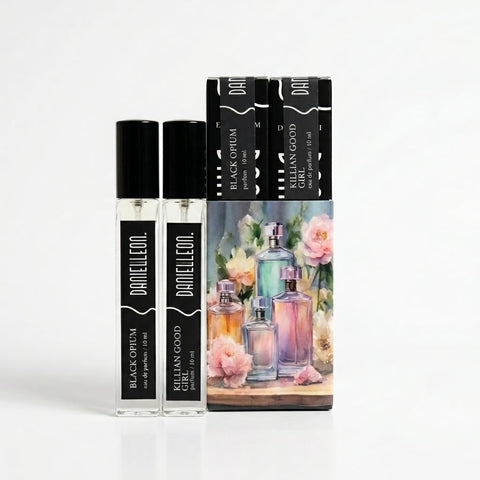 Daniel Leon Women's Perfume Set 2 x 10ml - Black Opium & Kilian Good Girl Inspired Fragrance Duo - Long Lasting Eau de Parfum - Mini Travel Size Luxury Gift Set