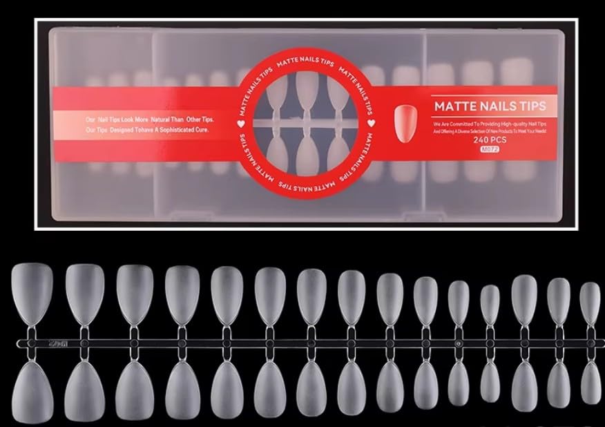Short Nail Tips, 15 Sizes Full Matte Short Soft Gel, 300pcs Press On Acrylic, Fake Full Cover Nail Tips Pre-Shaped with Box