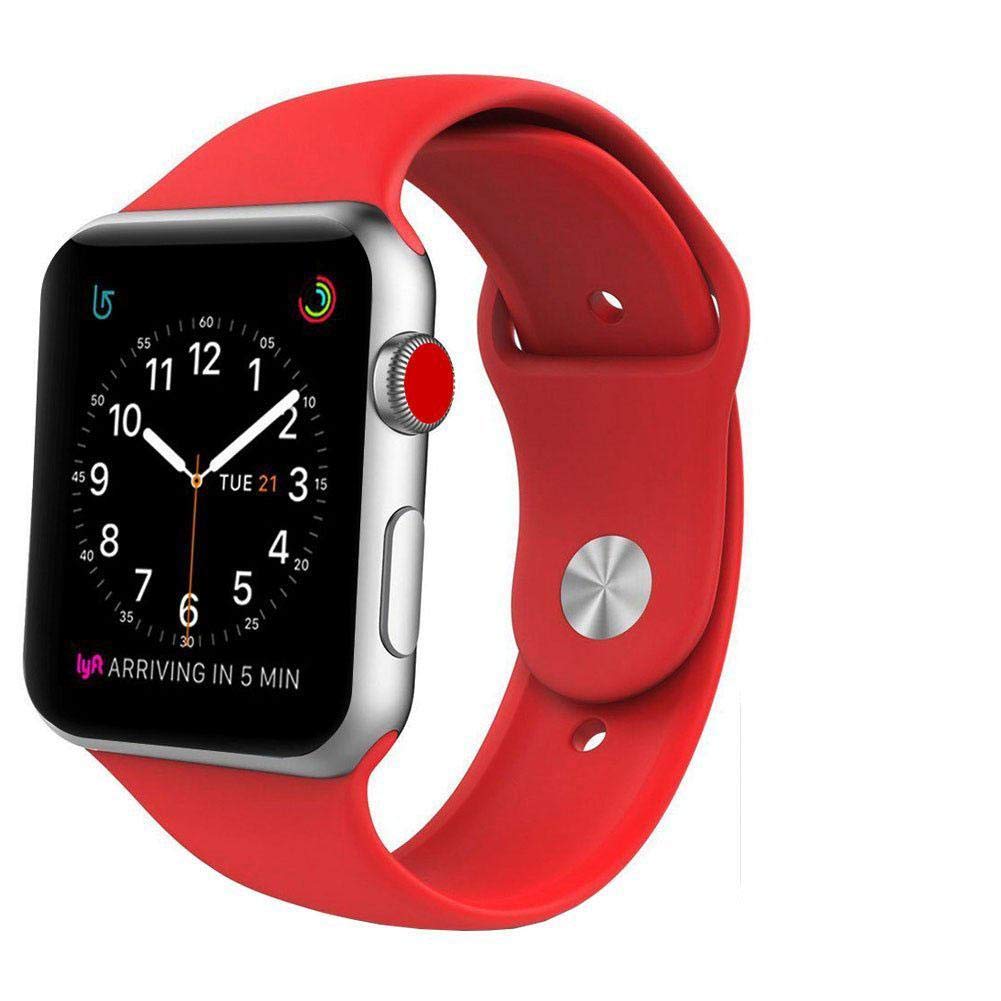 eWINNER Breathable Soft Silicone loop Replacement Wrist Strap Sport Band Compatible with Apple Watch ultra Series 8 7 6 5 4 3 2 1 SE 38mm 40mm 41mm 42mm 44mm 45mm 49mm (49MM/45MM/44MM/42MM, Red)