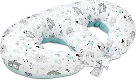 Moru Double Breastfeeding Pillow with Cover, 100% Cotton Multifunctional Animal Print Nursing Pillow