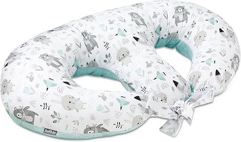 Moru Double Breastfeeding Pillow with Cover, 100% Cotton Multifunctional Animal Print Nursing Pillow