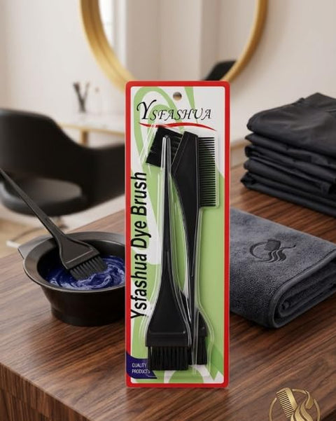 3 Pcs Different Hair Dye Brush Set, Professional Black Hair Coloring Tool for Home and Salon Use