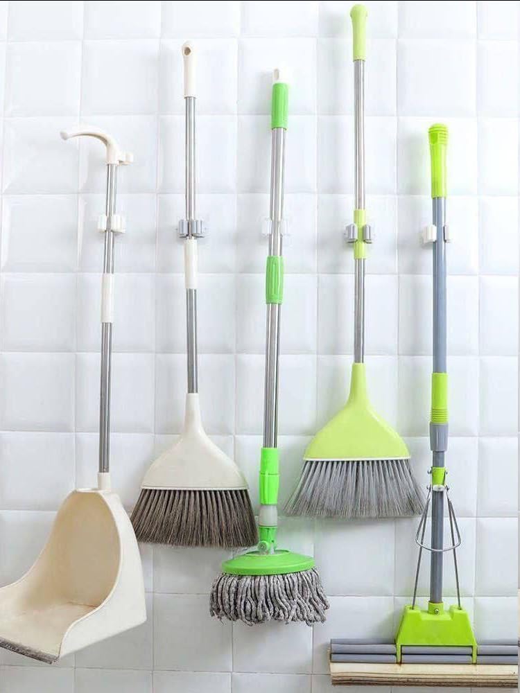 3 Piece Broom Holder Household Cleaning Tools Mop Mop Holder Extendable Handles Multicolor