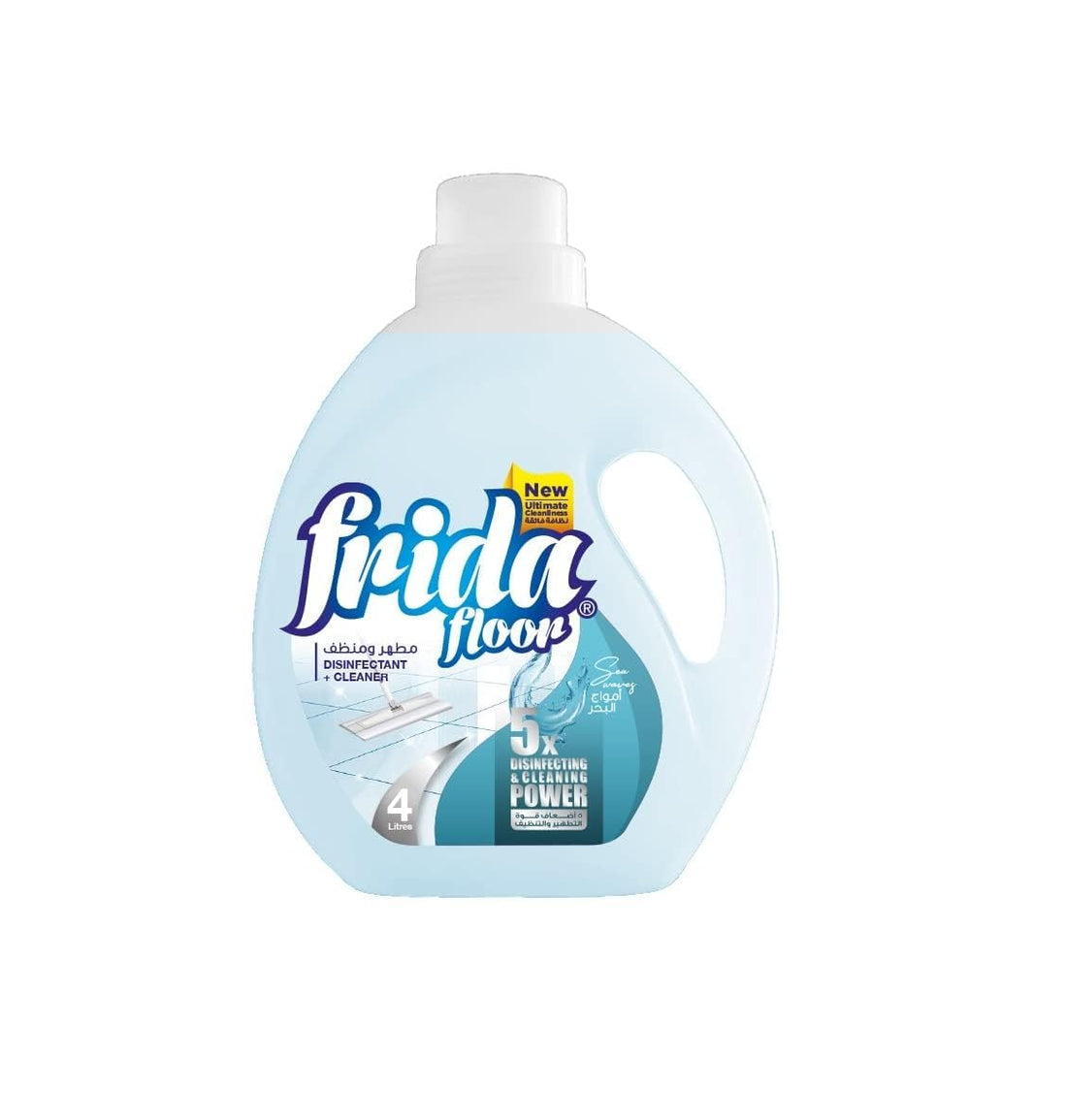 Frida Floor Disinfectant + Cleaner 5X Power, 4 Liters Sea Waves