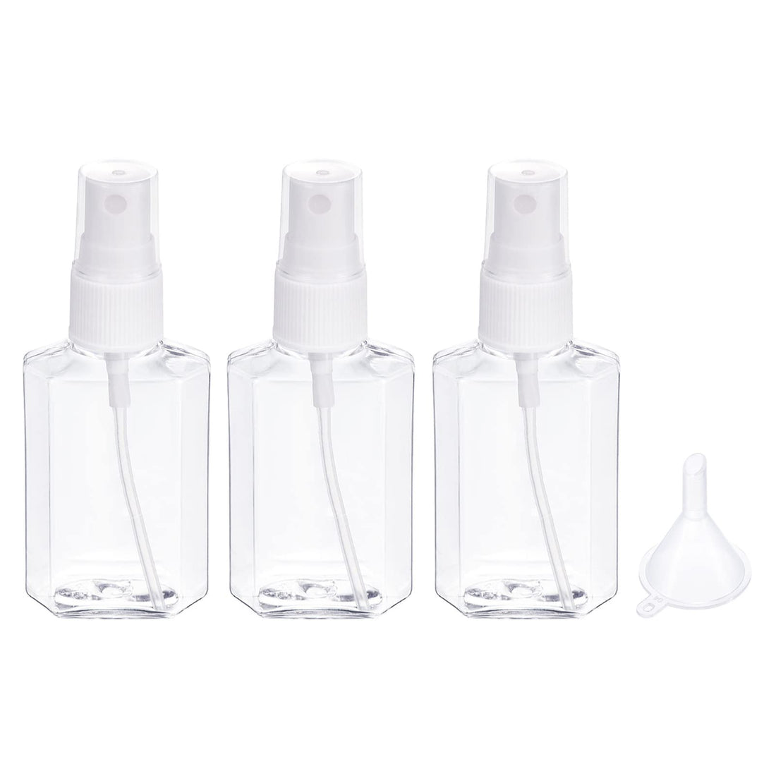 PATIKIL 60ml 45x65mm Clear Travel Bottles Set, 3in1 Set Empty Spray Containers with Funnel for Shampoo Lotion Cream Soap