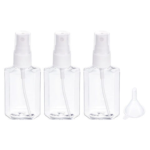 PATIKIL 60ml 45x65mm Clear Travel Bottles Set, 3in1 Set Empty Spray Containers with Funnel for Shampoo Lotion Cream Soap