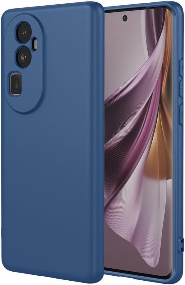(Reno 10 Pro plus 5G) Shockproof Liquid Silicone Back Case Cover with Fur Lined Interior and Full Camera Cover Compatible with Oppo Reno 10 Pro Plus 5G (Navy)