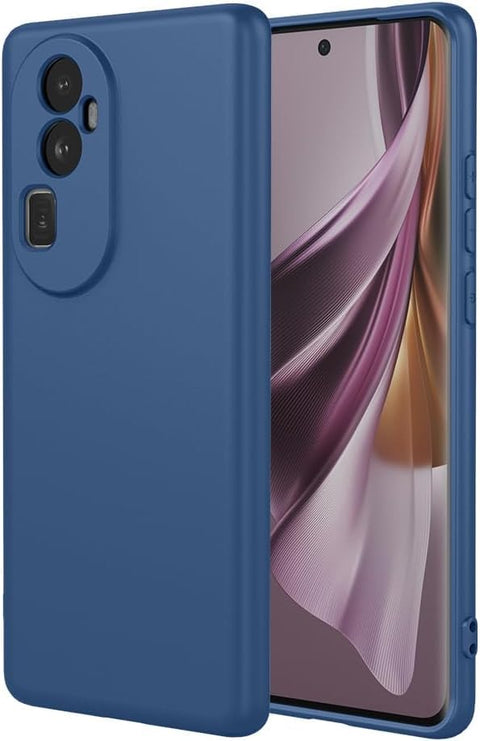 (Reno 10 Pro plus 5G) Shockproof Liquid Silicone Back Case Cover with Fur Lined Interior and Full Camera Cover Compatible with Oppo Reno 10 Pro Plus 5G (Navy)