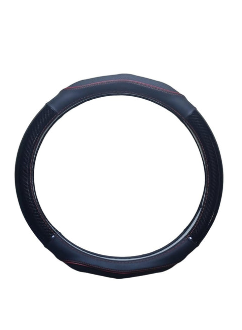 Leather Steering Wheel Cover, Universal Fit, Breathable Design, Black