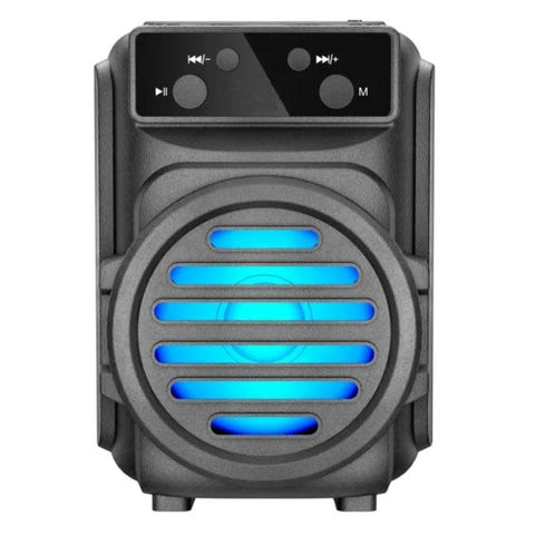 Portable Bluetooth Speaker with LED Lights, FM Radio, TF Card & USB Support, Rechargeable Battery, TWS Stereo Pairing – Compact Wireless Speaker with Deep Bass -Random COlor (GTS-1961)