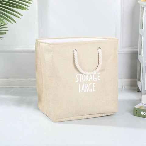Linen Storage Basket with Moisture-Resistant Liner, Foldable Design, Large Capacity Laundry Hamper,Toys Basket, Thick Fabric suitable for Multiple uses (Beige)