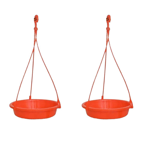 Hanging Bird Water, Food Feeder, Baths Tray, Great for Outdoors, Backyard, Garden, Balcony and Railing Grill (Large, Pack of 2)