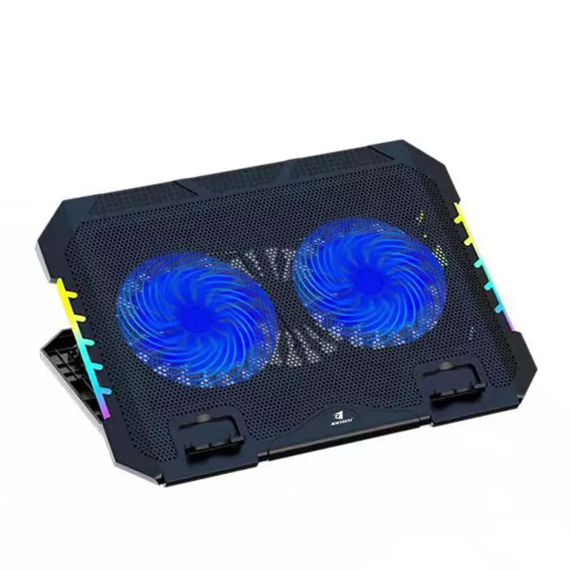 Jertech KL332 Gaming Laptop Cooling Pad with Mobile Stand - 2x Blue Led Fans - RGB Side Lights - 2x USB Port Speed Control - Support 12 to 18 Inch