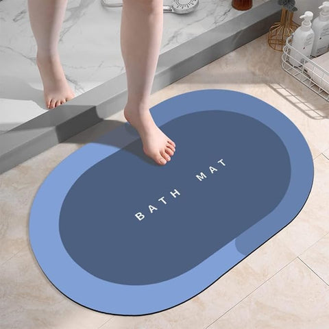 Generic Anti Skid Water Soak Bath Mat - Non Slip, Super Absorbent - Oval, 19.69 x 12.52 inches - Multicolour - Bathroom Mat