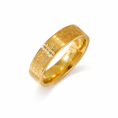 Ayatul Kursi Stainless Steel Ring Adjustable Quran Arabian Calligraphy Eid al Adha Muhammad Blessing Muslim Jewelry
