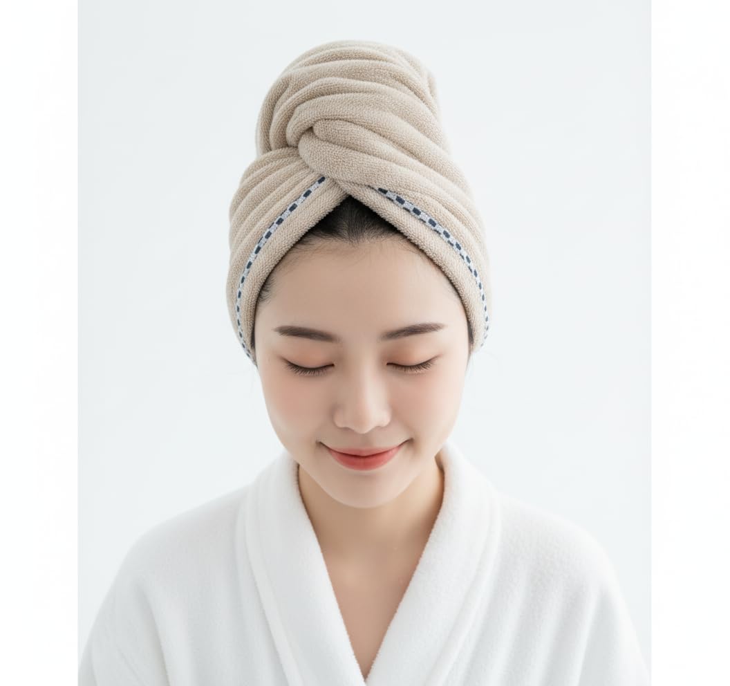 Microfiber Hair Drying Cap Cute Teddy Bear - Fast Absorbent Hair Cap Protects Hair from Frizz & Quick Dry - Soft Bath Hair Towel for Girls and Women
