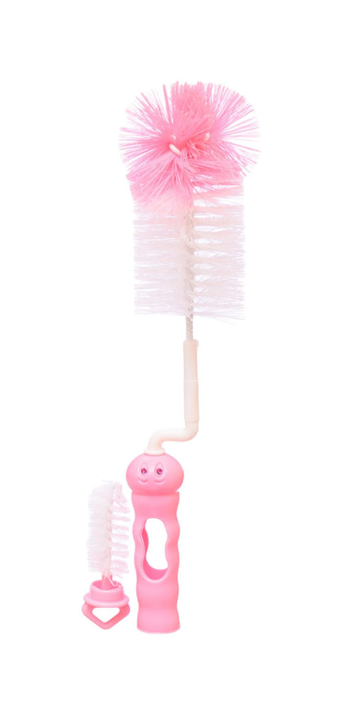 Lucky Baby Bottle Cleaning Brush Set, 2 Pieces - Pink