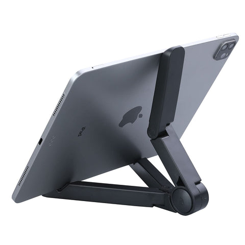Phone Stand Holder Multi-Angle Adjustable for Office Desk Tablet Fully Foldable Small Size Portable Compatible with Cell iPhone iPad Samsung Galaxy Tab Switch Kindle Tablets All Android Phone (Black)