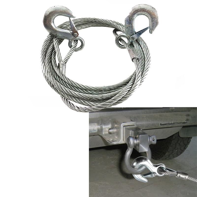 Kaber Egypt 2020 Emergency Tow Rope Steel Padded Heavy Duty with Safety Latch Hooks and Reinforced Design for Vehicle Recovery and Emergencies (14 ML, 3.5 Meters, Holds 7 Ton)