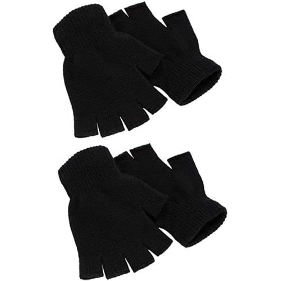 2 Pairs Winter Wool Half Mitten Gloves