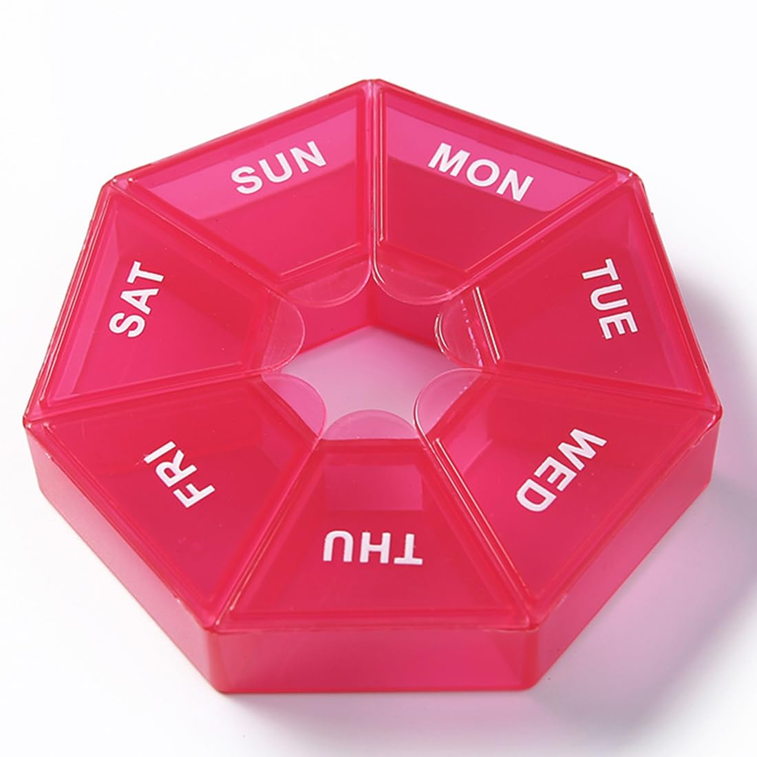 CATOR Cute Pink Weekly Pill Box with 7 Large Compartments, Round Pill Box, Perfect for Carrying Your Weekly Vitamins on the Go
