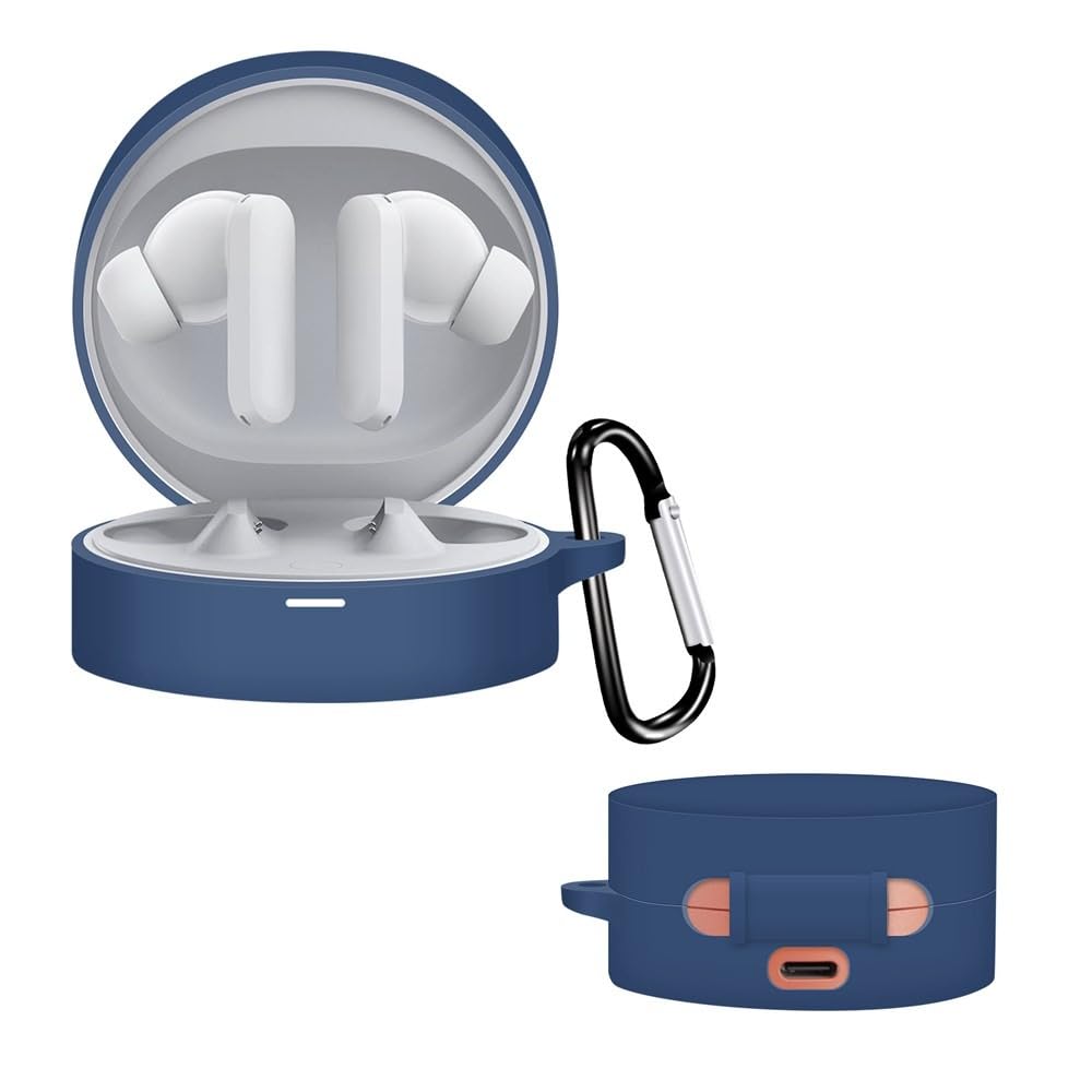 Dl3 Mobilak Compatible with NOTHING CMF Buds Pro Case Cover, Soft Silicone Shockproof Protective Case Wireless Earbuds with Carabiner, Front LED Visible (Blue)