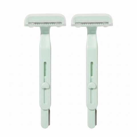 2 in 1 Women's Razor, Derma Planning Tool for Face, Body, Eyebrows, Precision Razor for Sensitive Areas with Wide Head (Green, 2 Pieces)