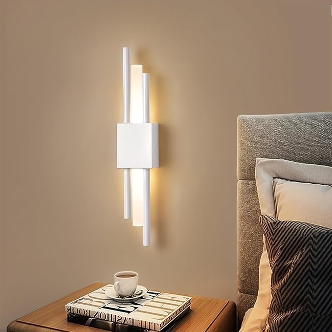 LIGHTSQUARE LED Wall Sconce Lights, Minimalist Wall Lights for Stairs Hallway Living Room Bedroom Background Acrylic Metal (White)