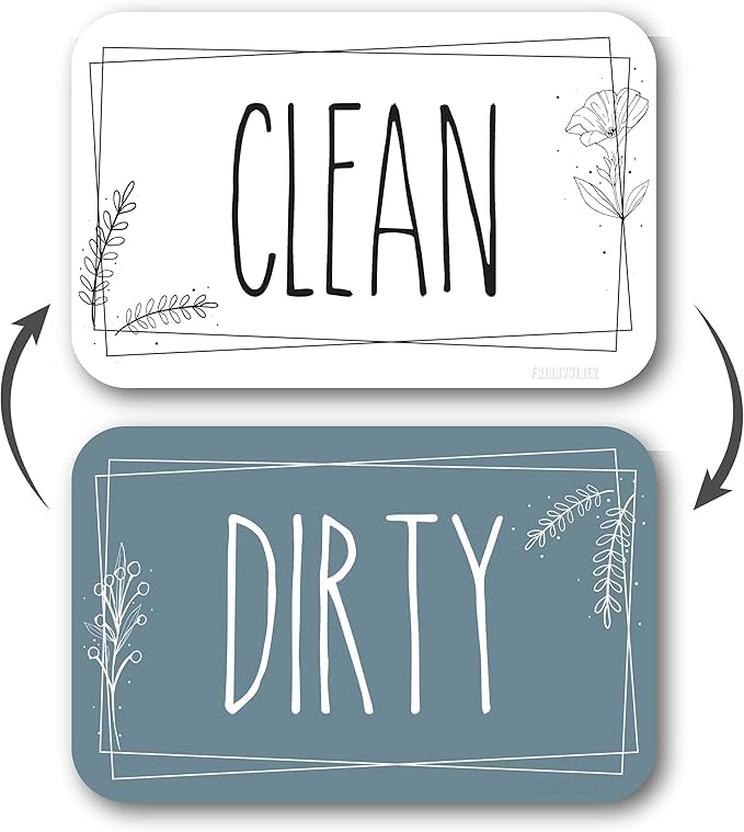 Magy Store 2 Pc Dishwasher Magnet Clean Dirty Sign, Clean Dirty Magnet for Dishwasher, Clean/Dirty and Dirty or Clean Magnetic Signs Dish Washer Sign (Slate Blue)
