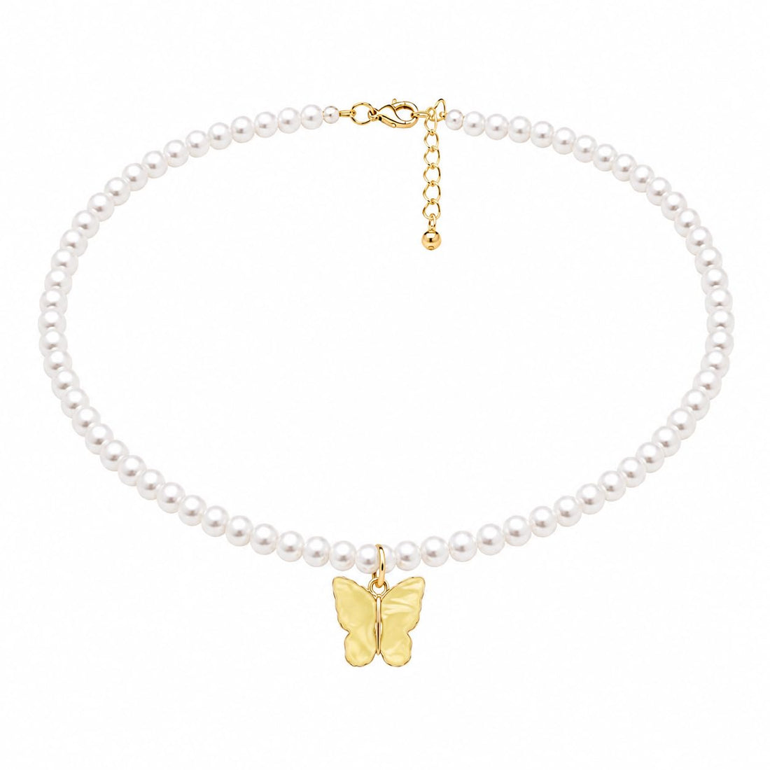 Butterfly Choker Necklace White Pearl Fashion Butterfly Pendant Necklace Women Jewelry