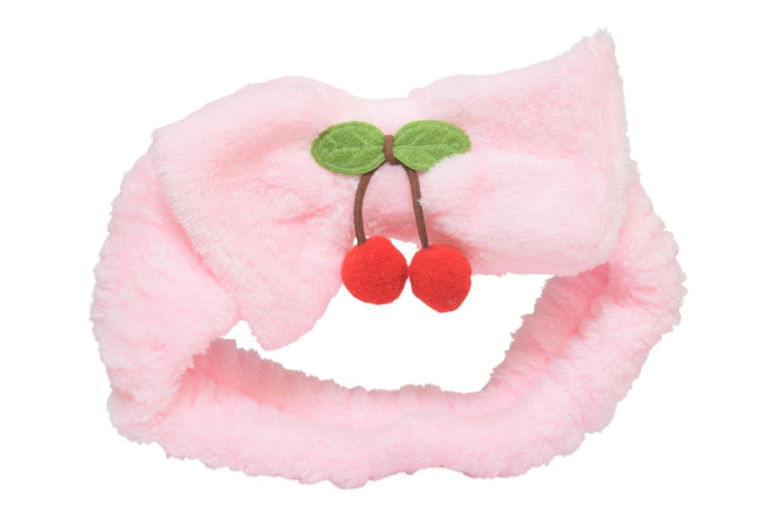 Daphne Headband With Bow & Cherry Design For Girls - Baby Pink