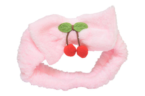 Daphne Headband With Bow & Cherry Design For Girls - Baby Pink