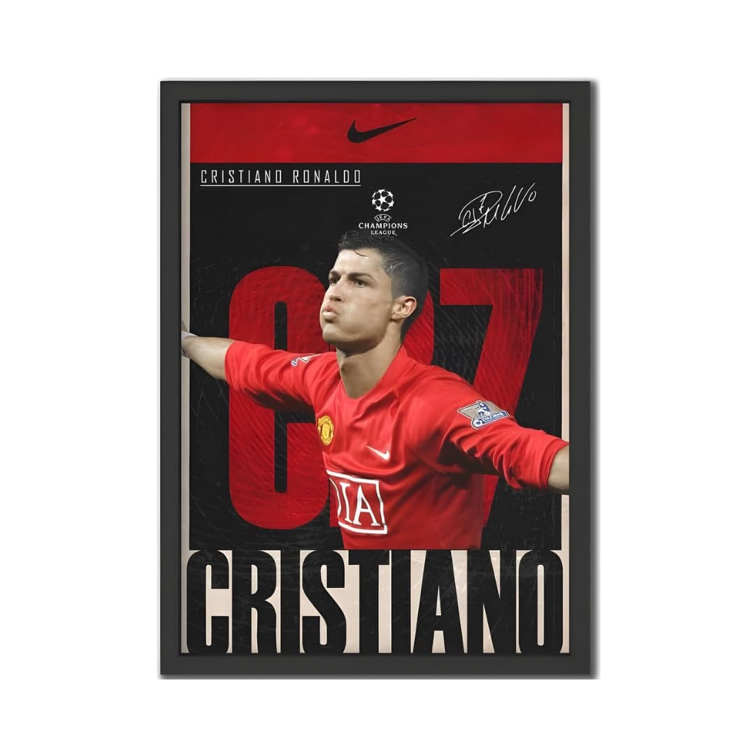 Giftaty Football Frames | Wall Art | Home Decor (CR7 Red)