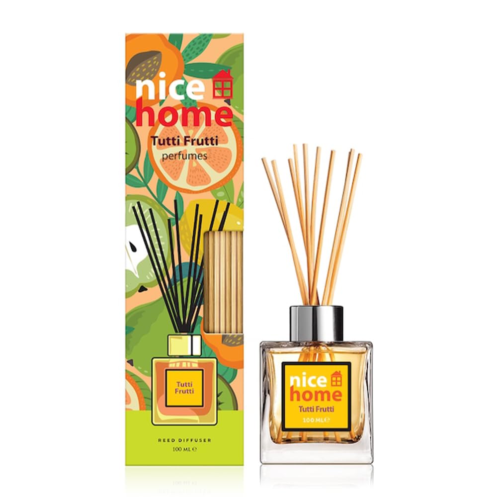 Nice Home Tutti Frutti Perfumes Sticks Air Freshener 50ml, Long-Lasting Reed Diffuser for Home and Office, Fruity Scent