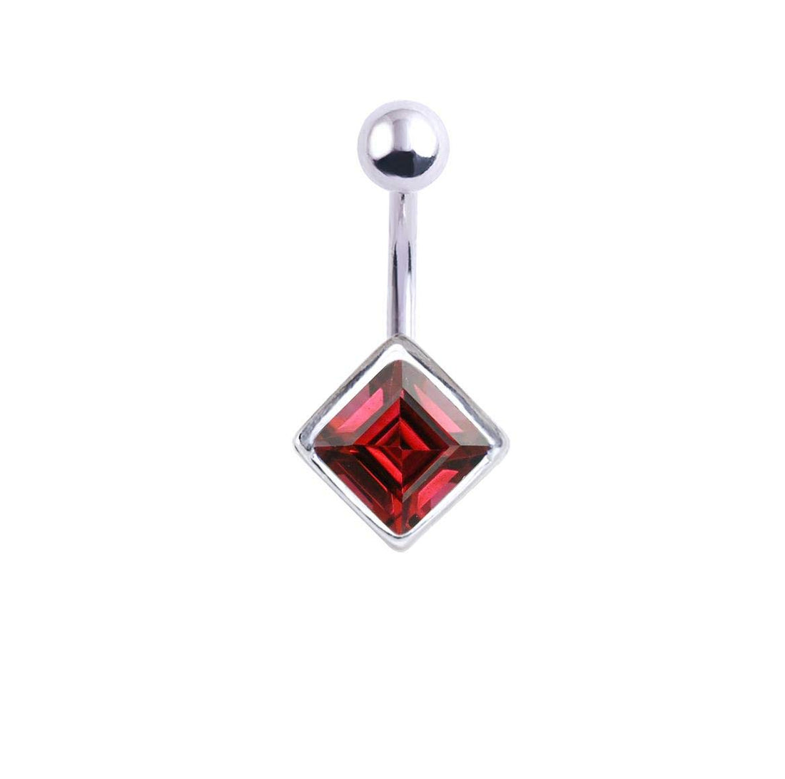 Square Navel Belly Gem Bar Piercing Jewelry