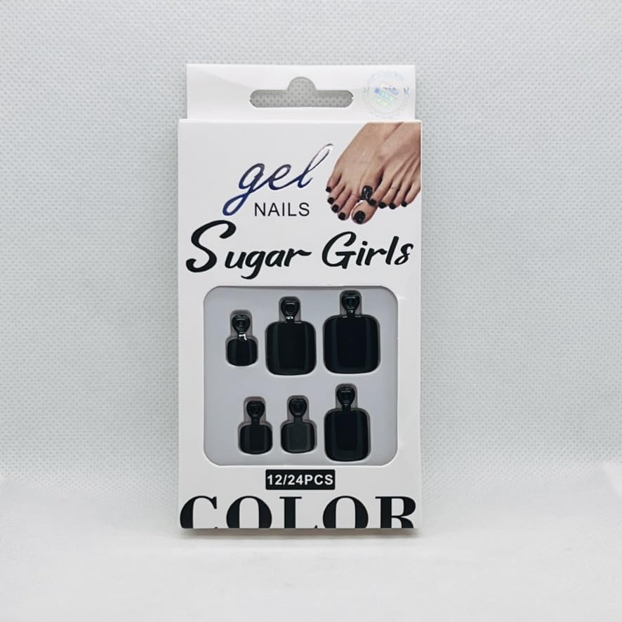 Premium Cat Eye Toe Press On Nails – Glossy Magnetic Pedicure Fake Nails for Women – Fuchsia, Red, Dark Red, White, Beige & Pink (2 of Black Toe Nails)