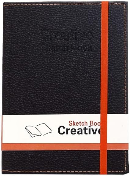 Creative Elastic Leather Sketch Book 100 gm - 100 Sheets - A5 - Orange