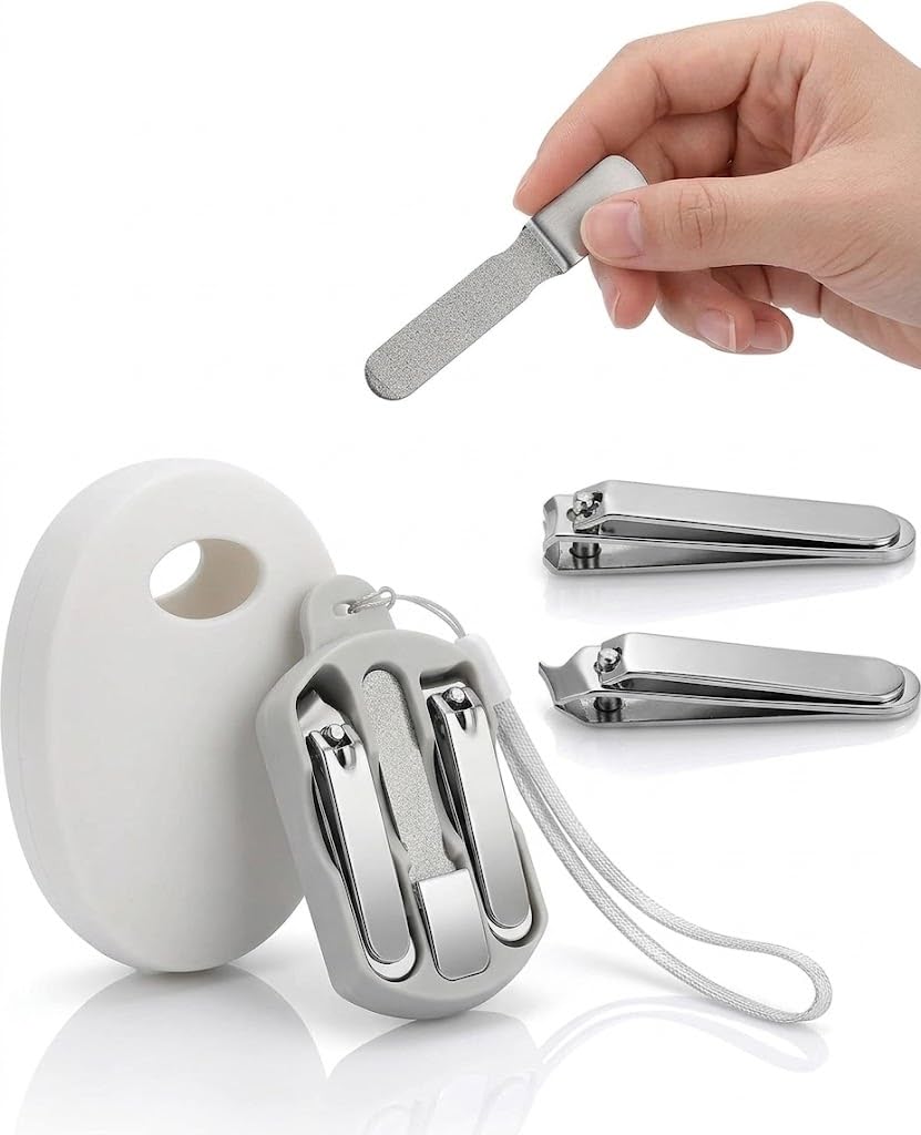 Portable 3-in-1 Stainless Steel Manicure Set with Macaron Green Carrying Case - Includes Nail Clippers, Nail Files, and Cuticle Trimmer - Ideal Travel Nail Cutter Kit for Men and Women-multicolor