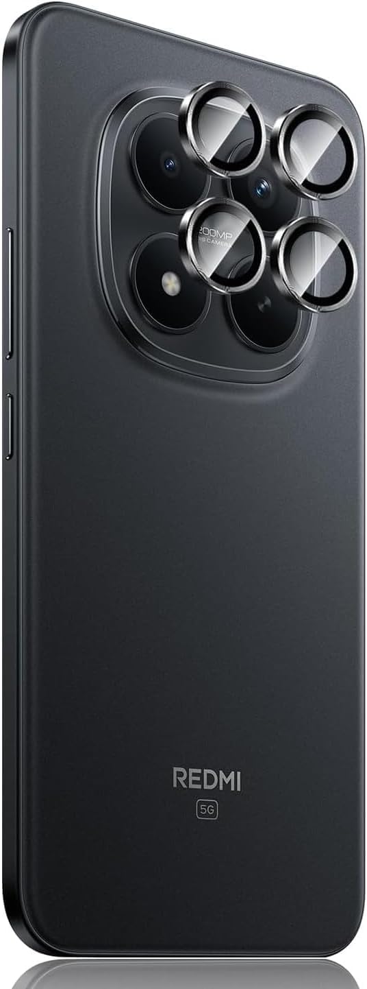 Camera Lens Protector Compatible with Redmi Note 15 Pro/Note 15 Pro Plus, [Double Protection] Metal + Tempered Glass, Camera Protector for Redmi Note 15 Pro/15 Pro Plus (Black)