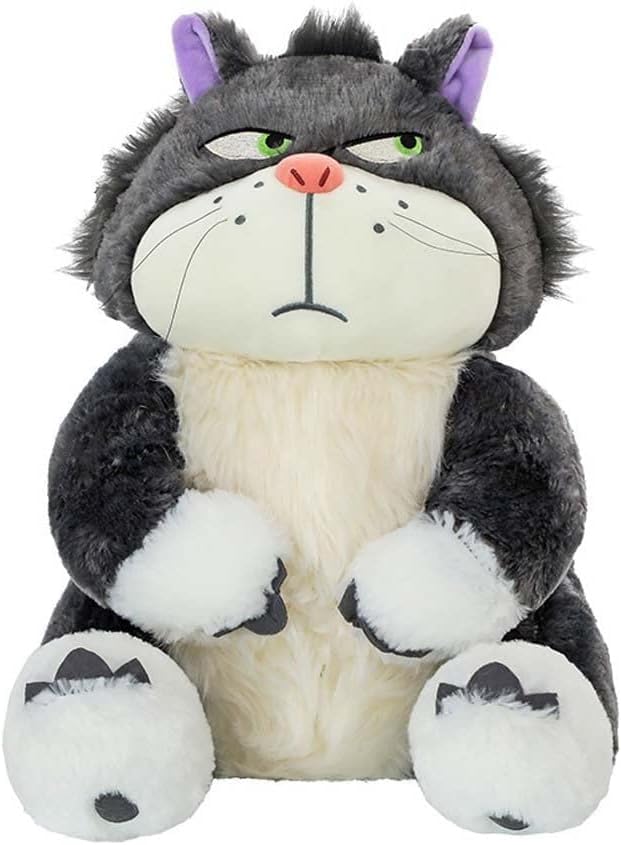Dollar for Import Black Cat Plush Toy, Soft to Touch, Green Eyes and Purple Ears, for Decoration and Gifts