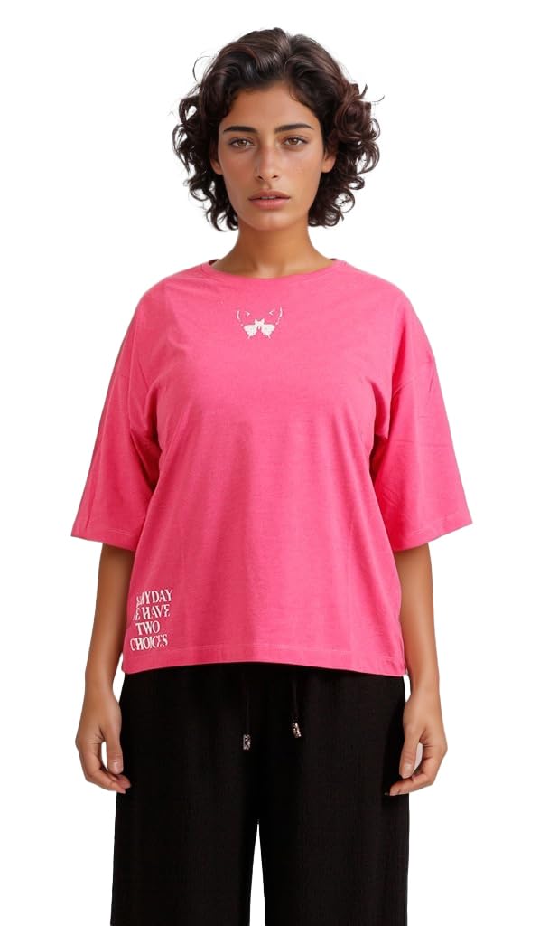 Ravin Womens Evolve o epeat Ovesized T-Shit - Hot Pink Modern