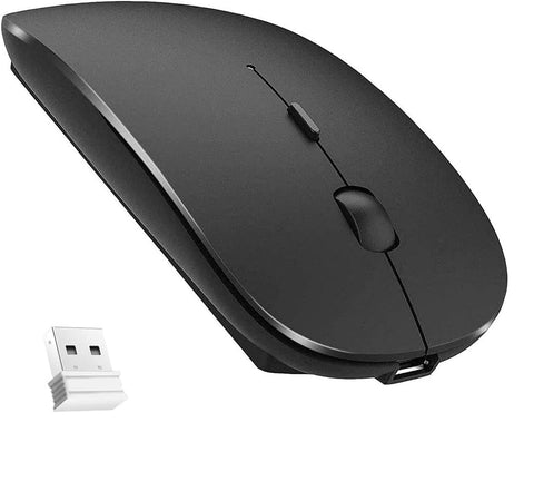 Exon X1003 Bluetooth Wireless Mouse, Dual Mode Slim Rechargeable, Silent, Cordless, 2.4G & Bluetooth 4.0, Compatible with Laptop, PC, Windows, Mac, Android OS Tablet, Black