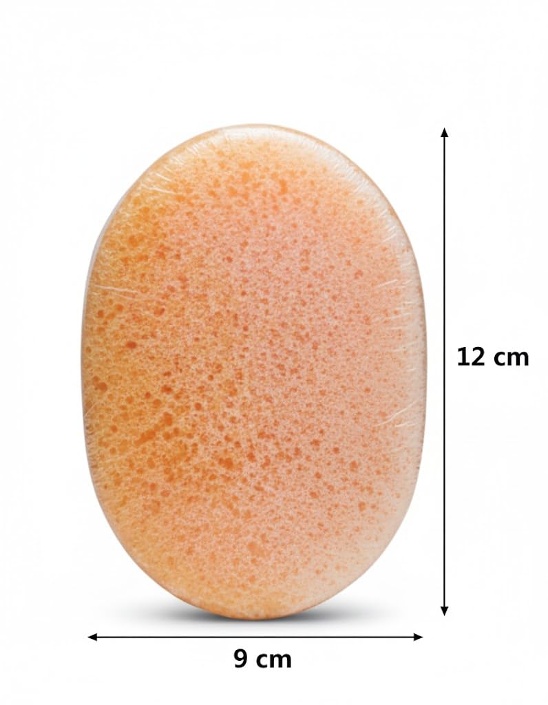 Sponge Anti Body Wash AND FACE -4 * 1 CLEANSES, EXFOLIATES, MOISTURIZES. MASSAGER -LAVENDER TEA TREE OiI-WHITENNING AND DIDINFECTL-140G- 1 Count-ORANGE