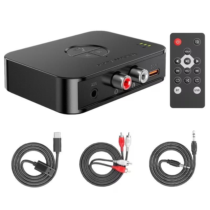 SMART 2026 TV/CAR audio Receiver, Wireless Receiver, Car Wireless Adapter, 3.5Mm AUX And RCA Dual Output, USB Flash Drive/Hands-Free Calling/With Remote Control, for Home Speakers//Cars