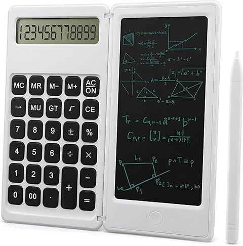 Desktop Calculator - Multi-Functional Device with 12-Digit LCD Display, Rewritable Writing Board, and Compact Foldable Design Ideal for Both Office and Educational Settings