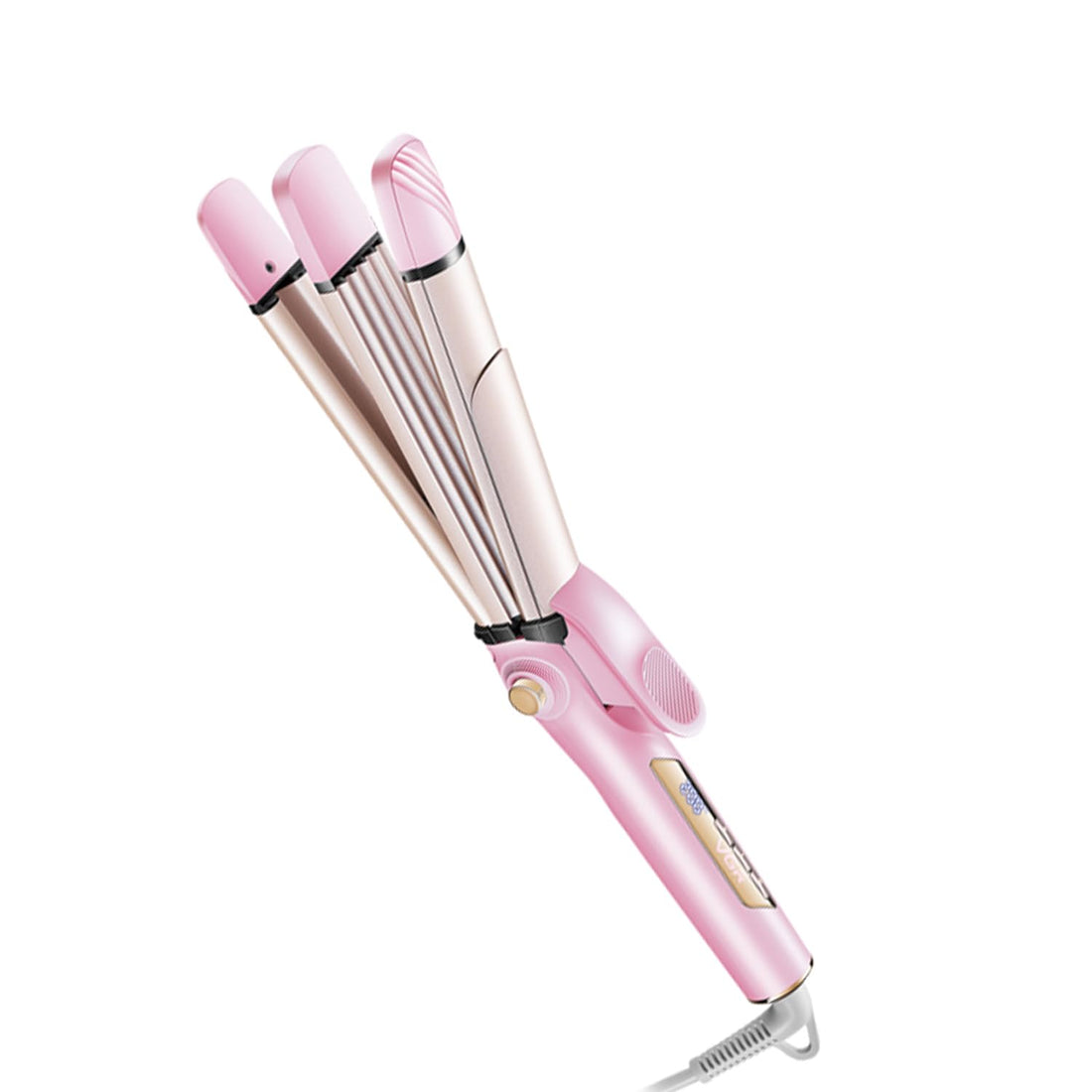 VGR 4-in-1 Hair Styler V-570, Ceramic Coated Plates, LED Display, 100°C-200°C, 60W, for Curling, Straightening, Crimping and Waving (Pink)