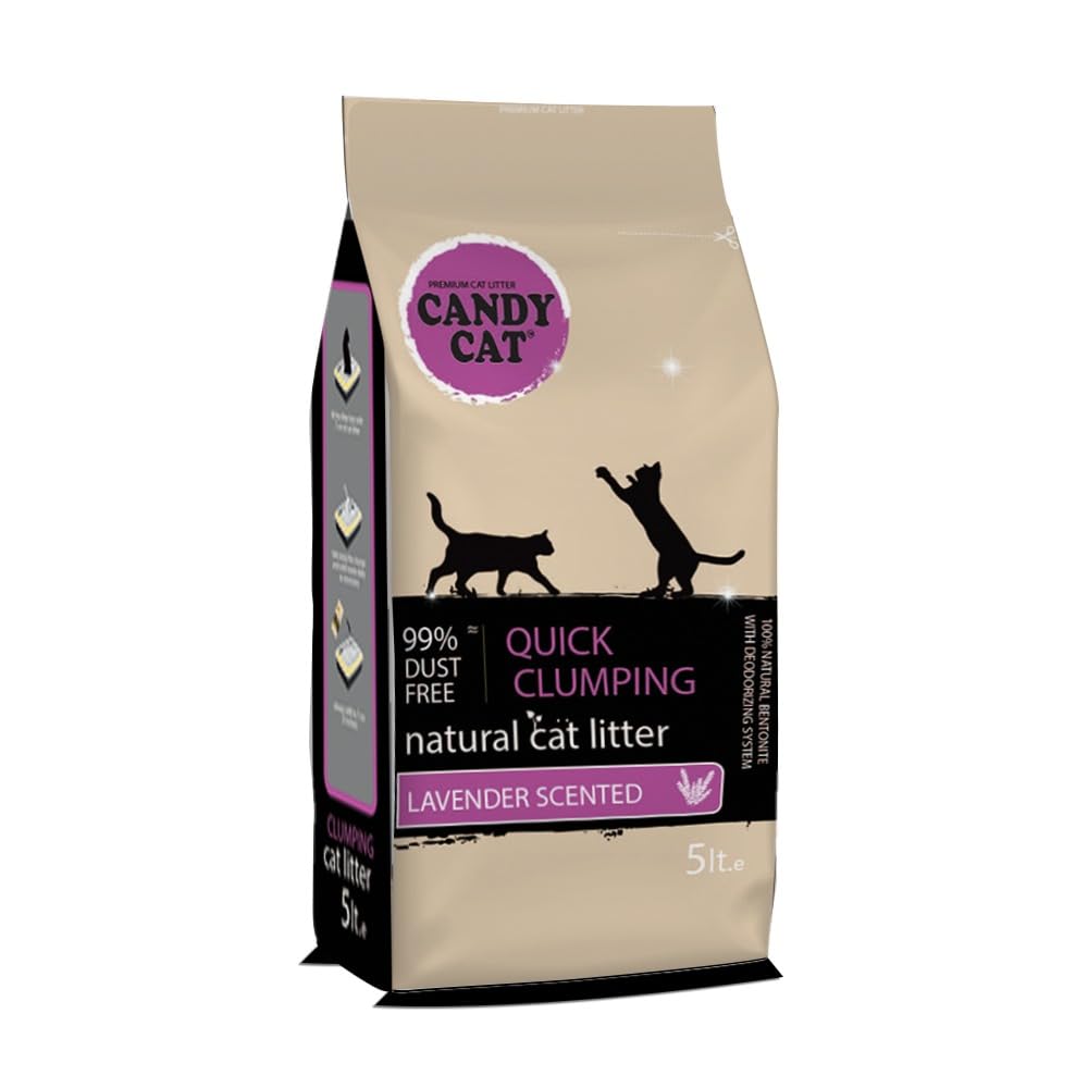 CANDY Cat Litter (Lavender) to Eliminate Litter and Odors Fast Clumping 5L